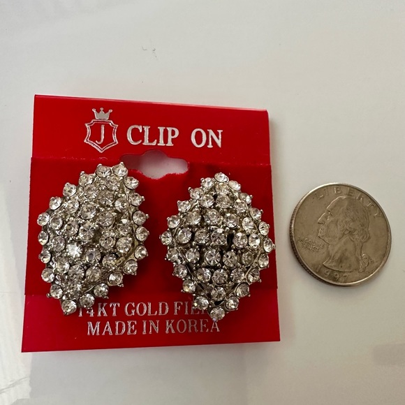 14k white gold field zirconia crystal earring - Picture 2 of 5